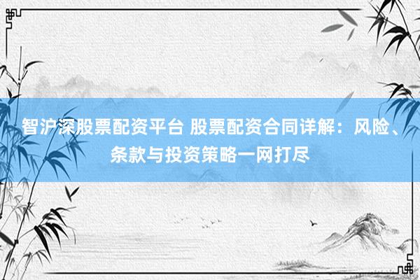 智沪深股票配资平台 股票配资合同详解：风险、条款与投资策略一网打尽