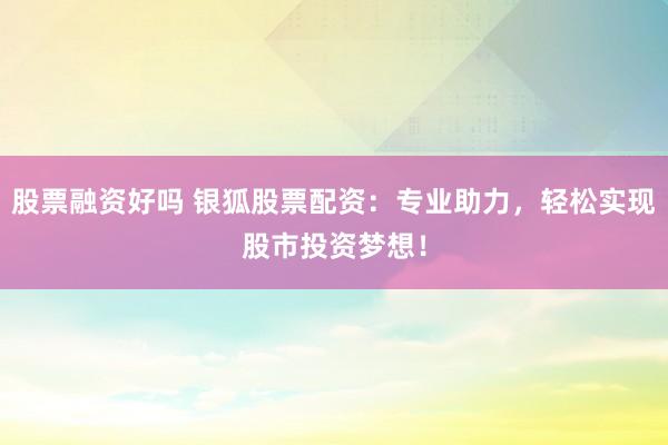 股票融资好吗 银狐股票配资：专业助力，轻松实现股市投资梦想！