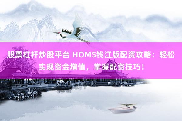 股票杠杆炒股平台 HOMS钱江版配资攻略：轻松实现资金增值，掌握配资技巧！