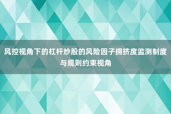 风控视角下的杠杆炒股的风险因子拥挤度监测制度与规则约束视角