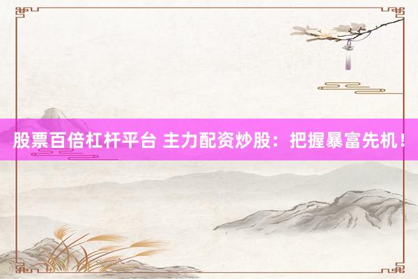 股票百倍杠杆平台 主力配资炒股：把握暴富先机！